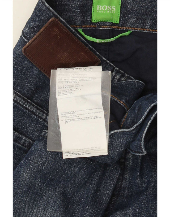 Jeans dritti elasticizzati da uomo Hugo Boss W32 L30 cotone blu navy