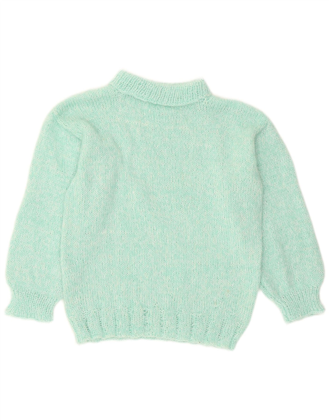 Maglione maglione vintage da donna con collo alto UK 12 Turchese medio