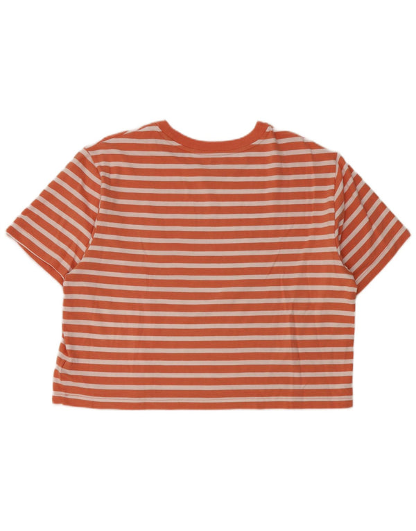 Gap T-shirt grafica da donna corta Top UK 14 Cotone a righe arancione medio