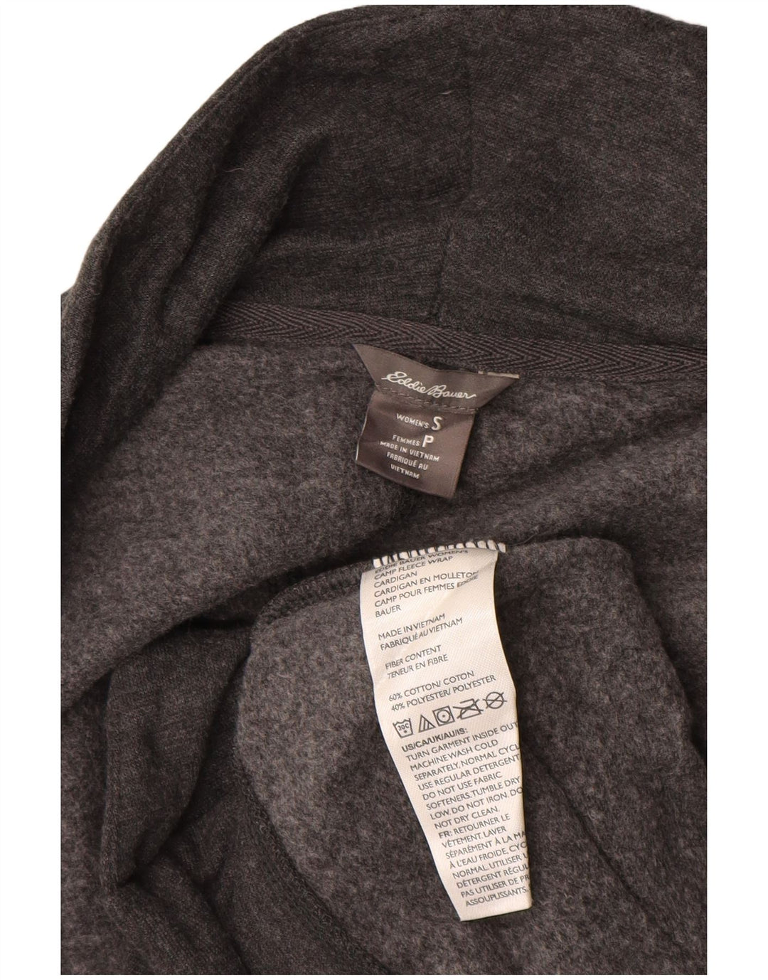 Maglione cardigan aperto oversize da donna Eddie Bauer UK 10 piccolo cotone grigio