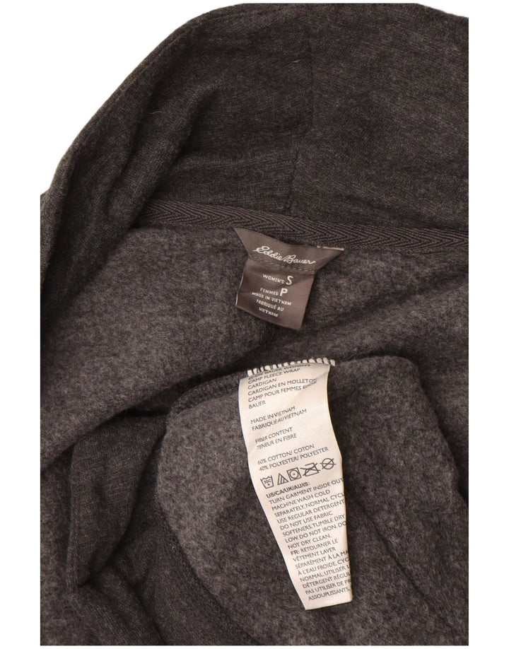 Maglione cardigan aperto oversize da donna Eddie Bauer UK 10 piccolo cotone grigio