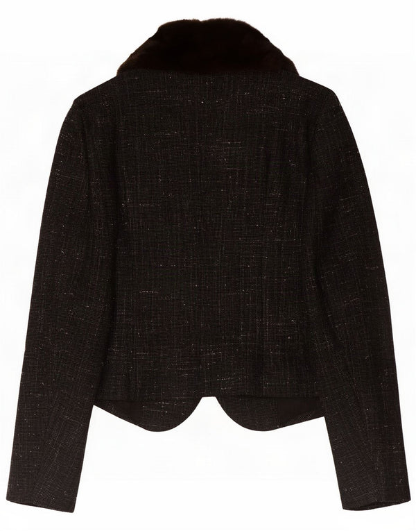 Benetton Giacca blazer da donna a 1 bottone UK 12 Medium Black Flecked