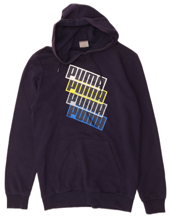 Felpa con cappuccio grafica da uomo Puma XS in cotone blu navy