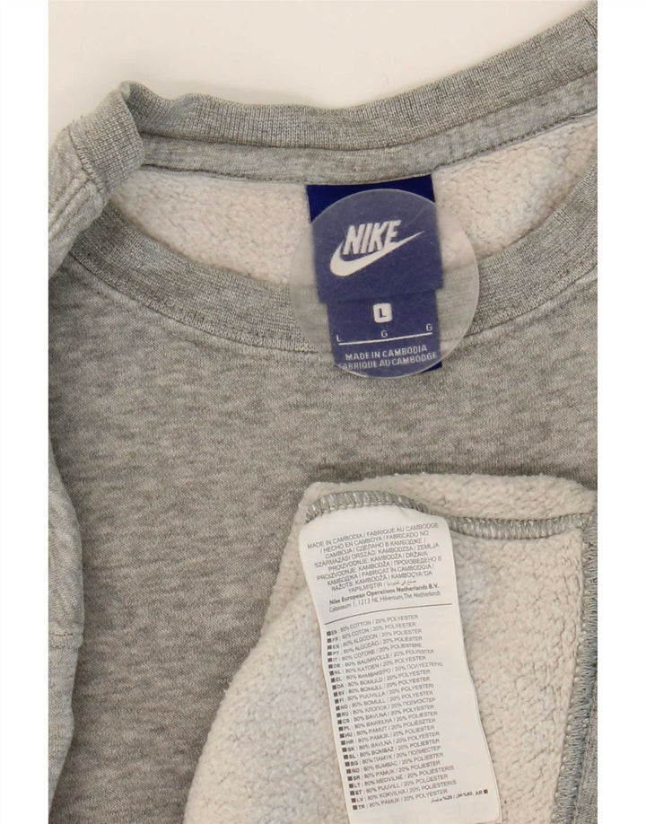 Felpa con grafica Nike da uomo, maglione grande, cotone chiazzato grigio