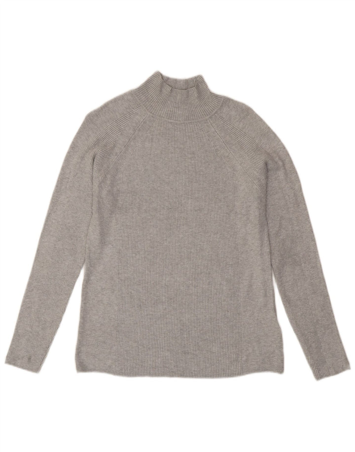 Maglione maglione a collo alto da donna Marks & Spencer UK 12 Viscosa grigio medio