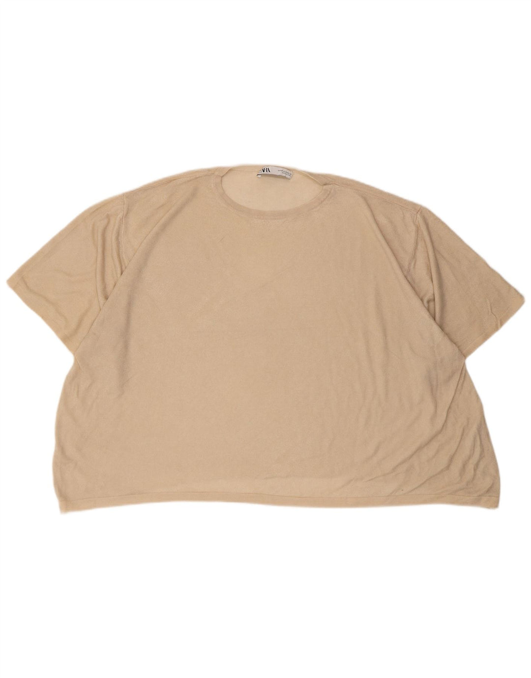 T-shirt oversize da donna Zara UK 14 Viscosa beige medio