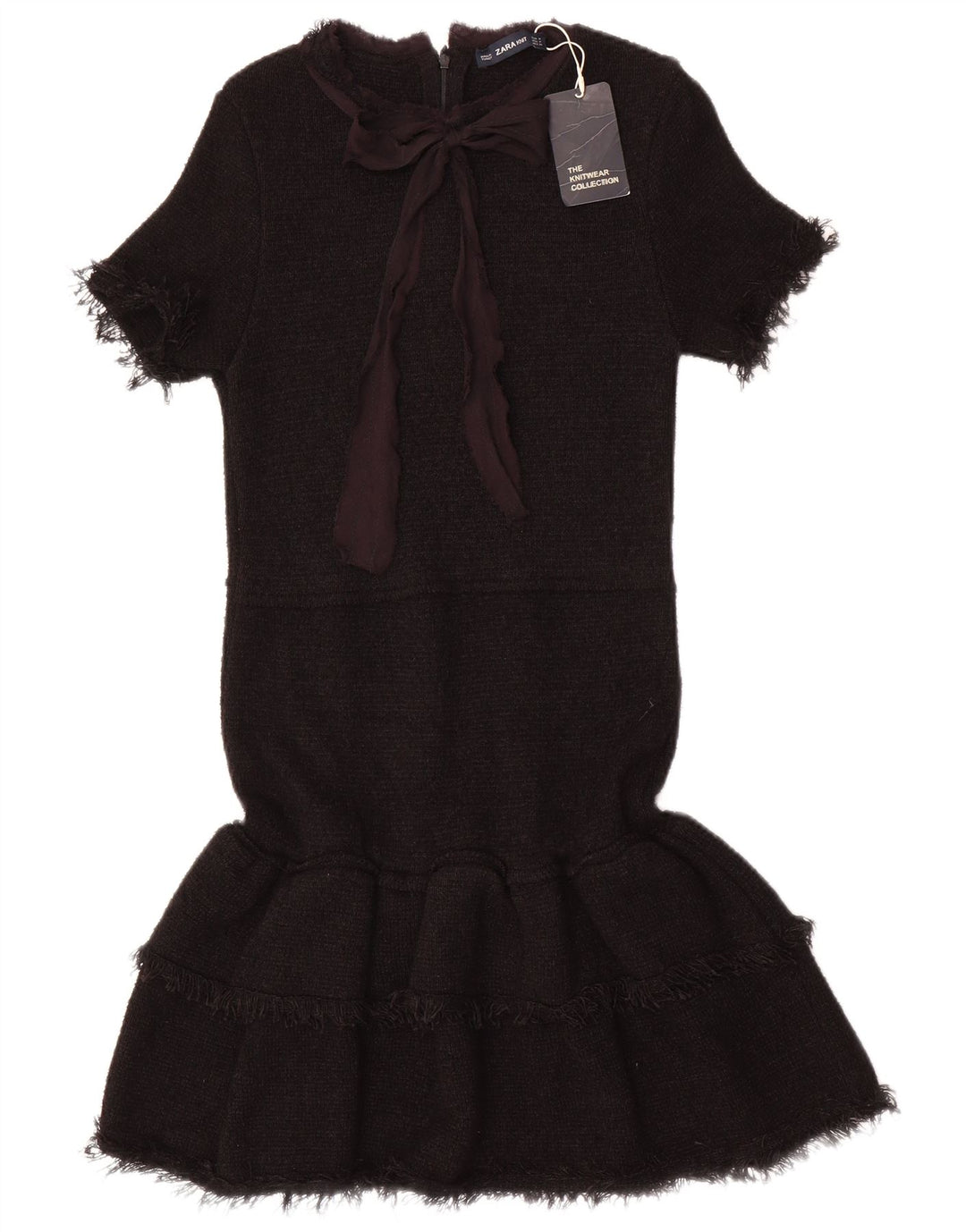 Abito a sirena Zara da donna con allacciatura frontale UK 12 viscosa nera media