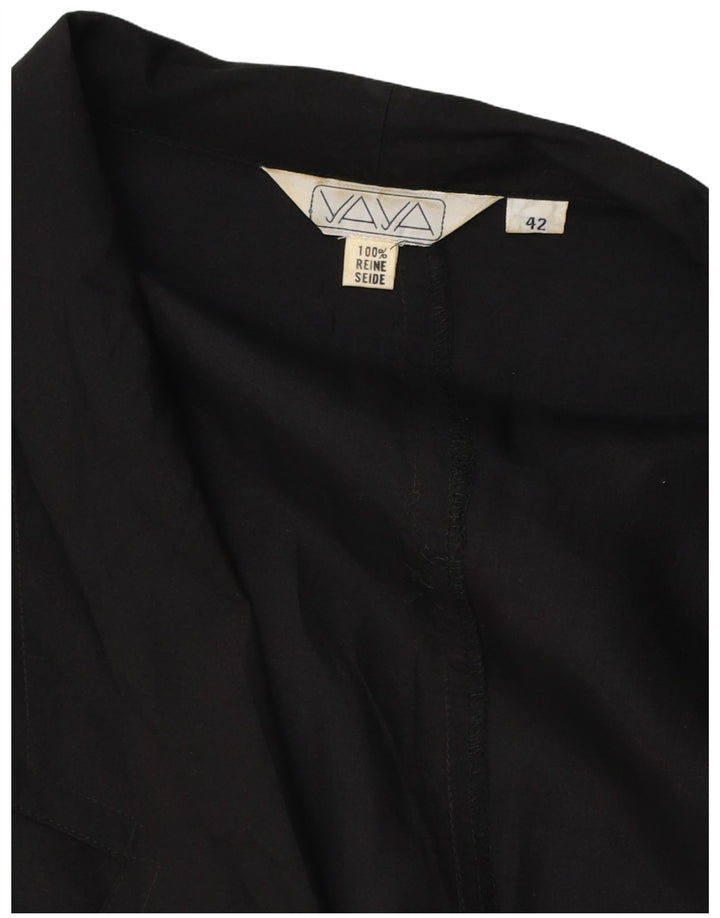 Giacca blazer da donna a 2 bottoni VINTAGE EU 42 grande seta nera