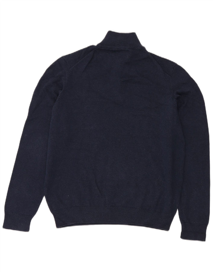 Maglione da uomo con zip e collo Farah, grande, in cotone blu navy