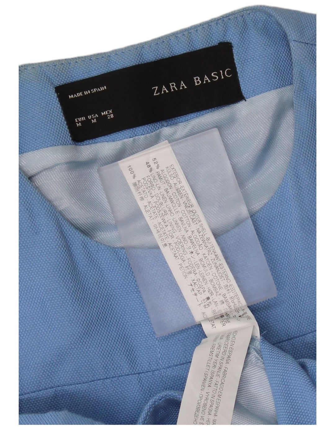 Soprabito da donna Zara UK 12 cotone blu medio