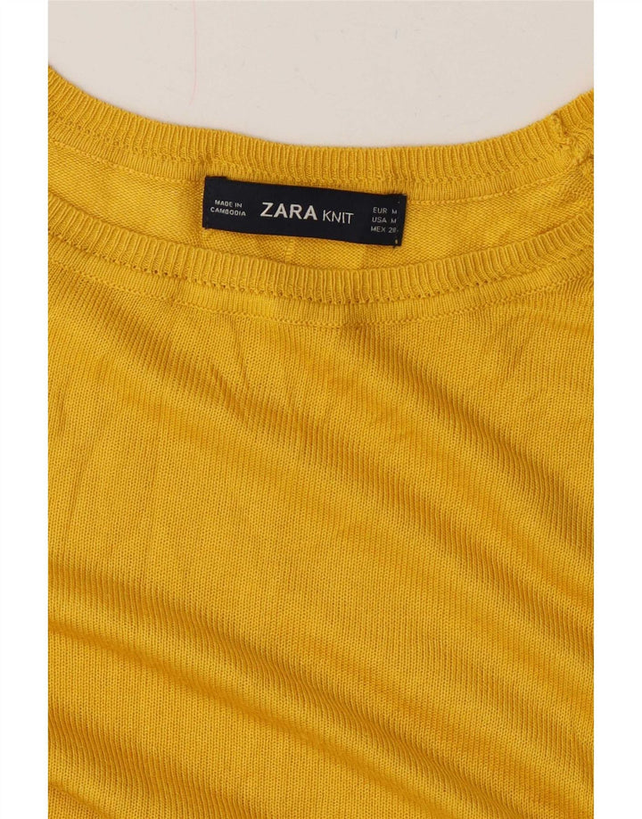Maglione maglione oversize con scollo a barca da donna Zara UK 14 giallo medio