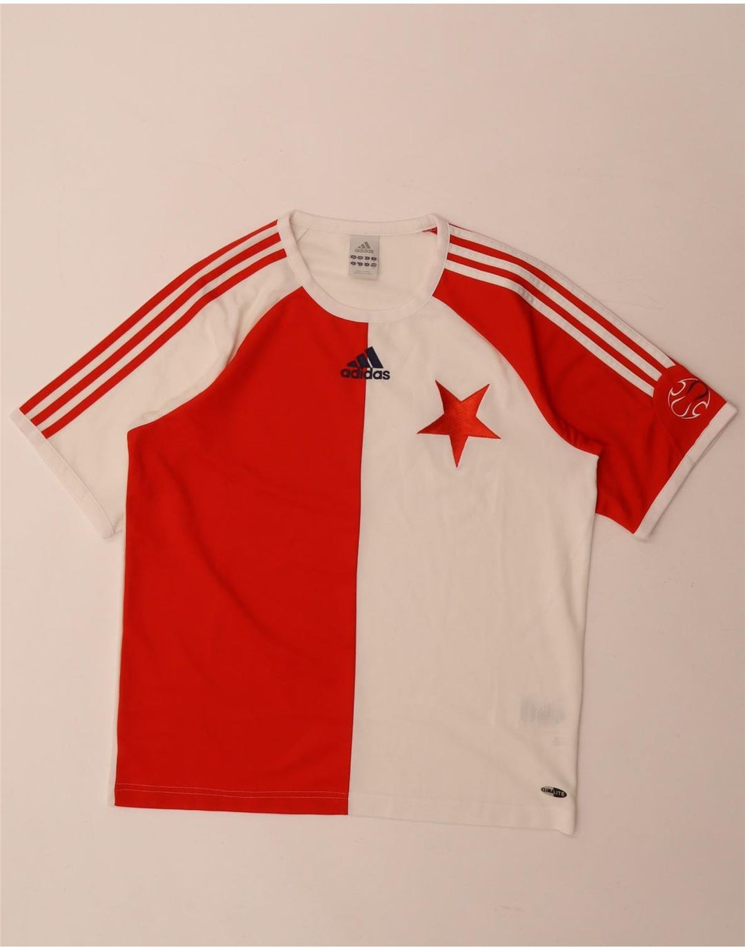 T-shirt grafica Adidas da uomo Climalite Top in poliestere color block rosso medio
