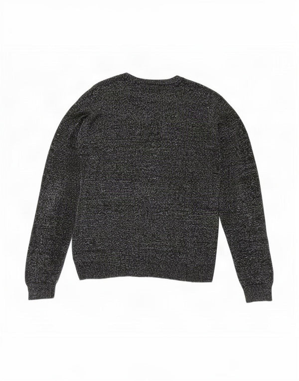 Maglione maglione girocollo oversize da donna Topshop UK 10 piccolo nero chiazzato