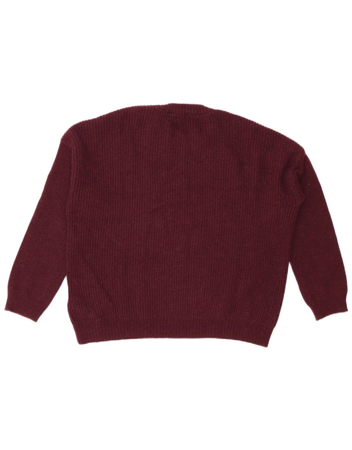 Maglione maglione girocollo oversize da donna KAPPA UK 16 grande lana marrone