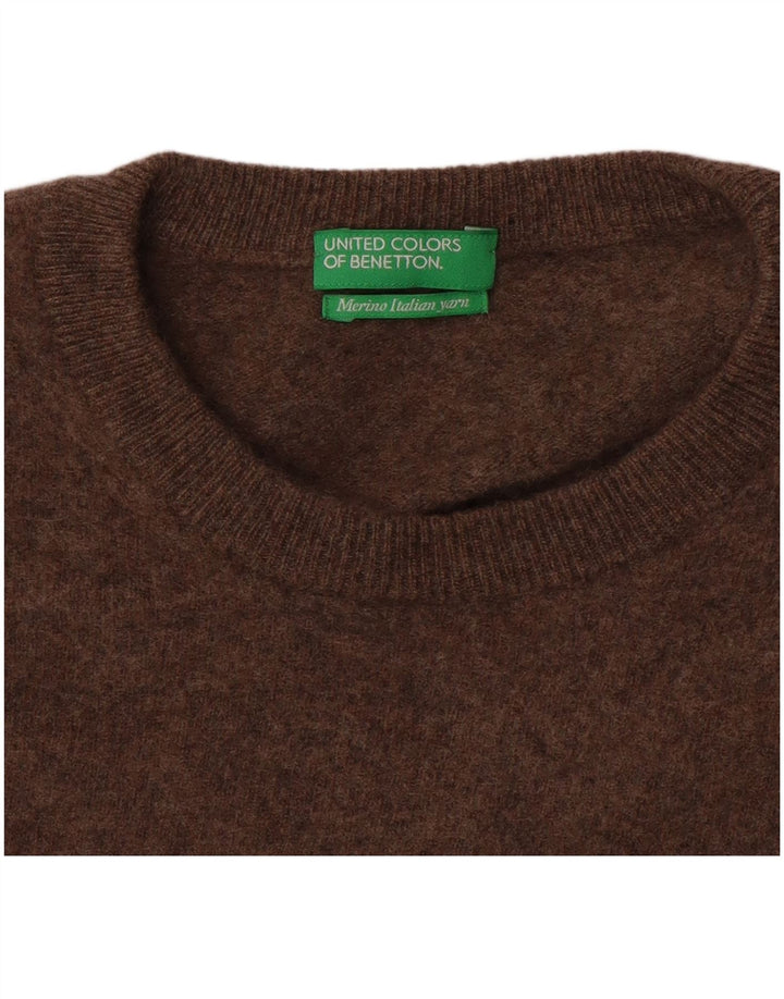 Maglione maglione girocollo da donna Benetton UK 12 Marrone medio
