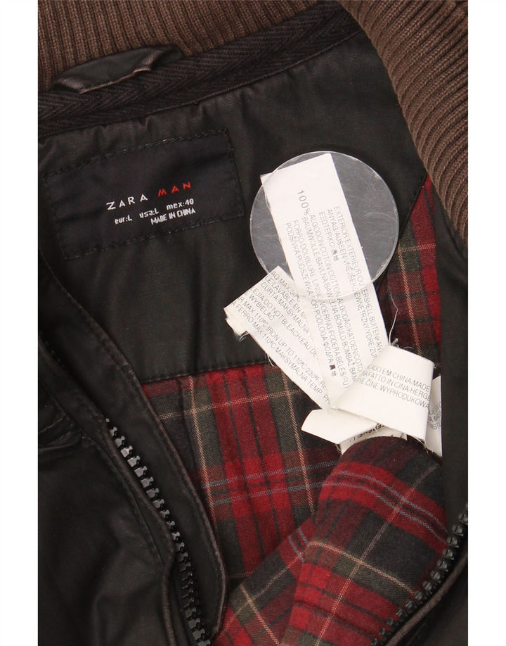 Giubbotto bomber da uomo Zara UK 40 grande cotone marrone