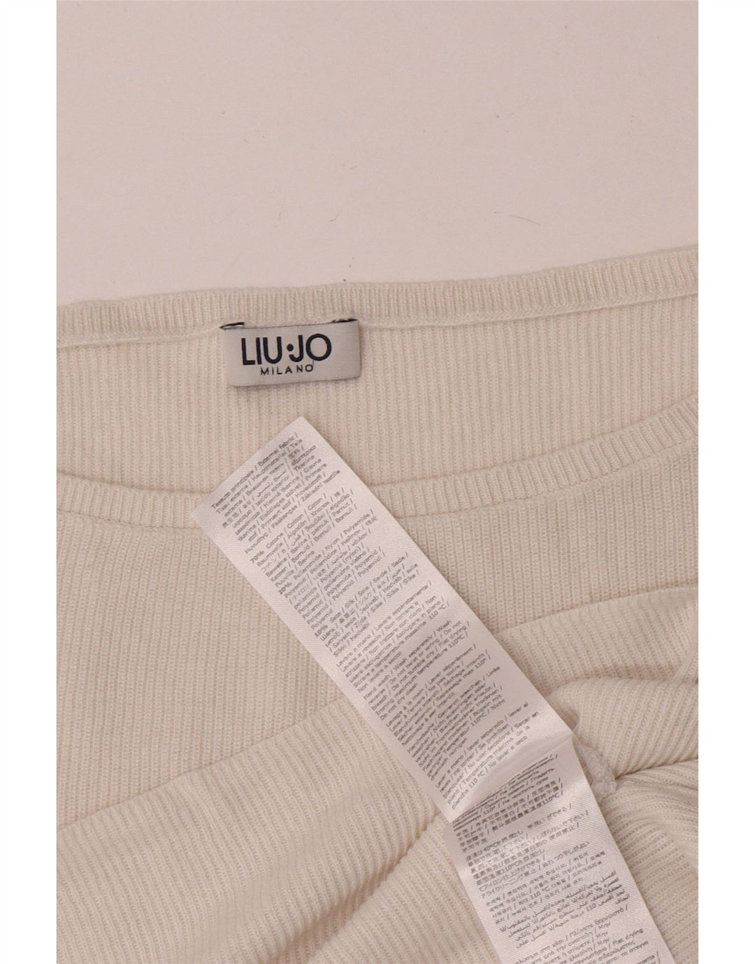 LIU JO Top corto oversize da donna manica lunga UK 14 cotone bianco medio