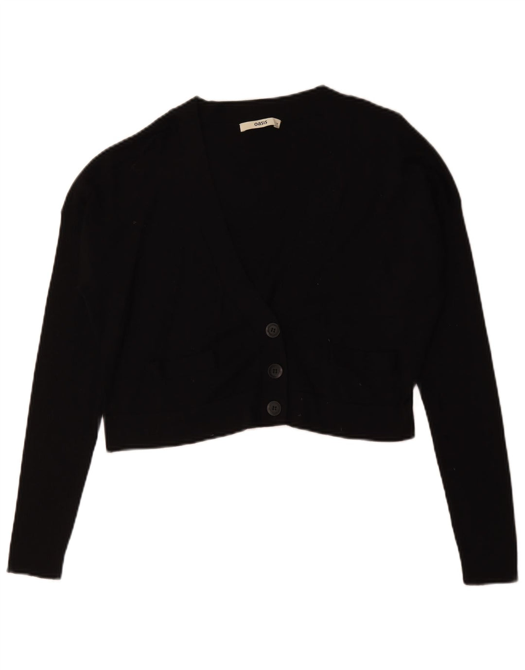 Maglione cardigan oversize corto da donna Oasis UK 14 cotone nero medio
