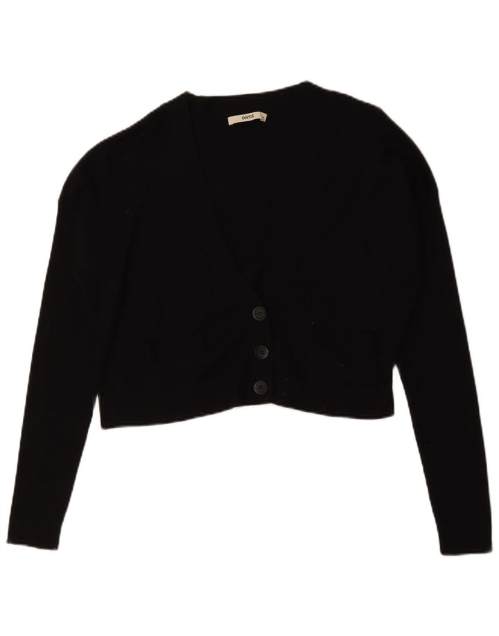 Maglione cardigan oversize corto da donna Oasis UK 14 cotone nero medio