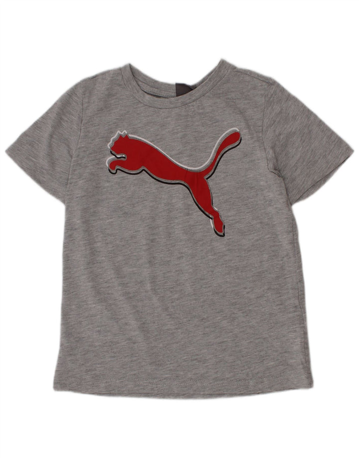 T-shirt grafica da bambino Puma Top 4-5 anni in cotone grigio