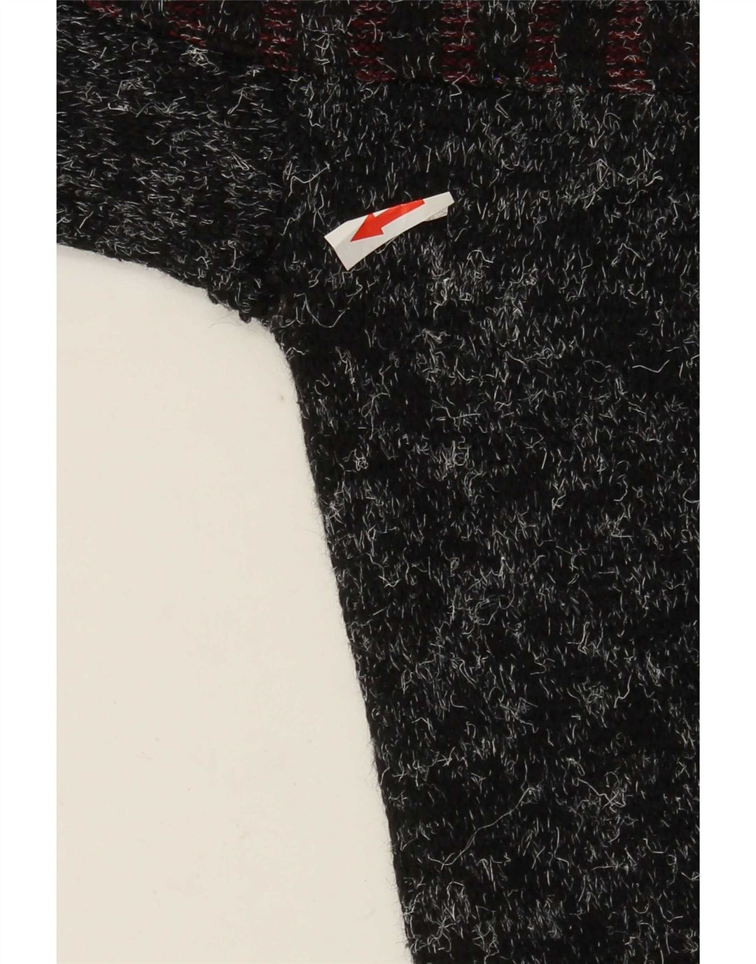 Maglione Vintage da Uomo Girocollo Taglia Large Nero in Patchwork di Lana