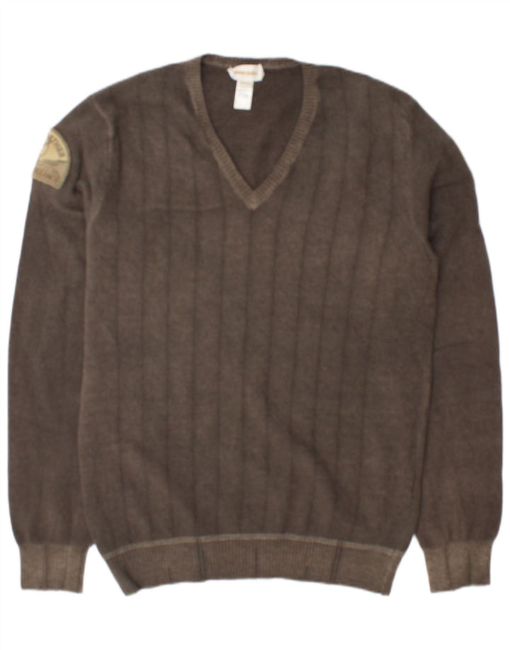 Maglione da uomo Diesel con scollo a V XL in lana grigia