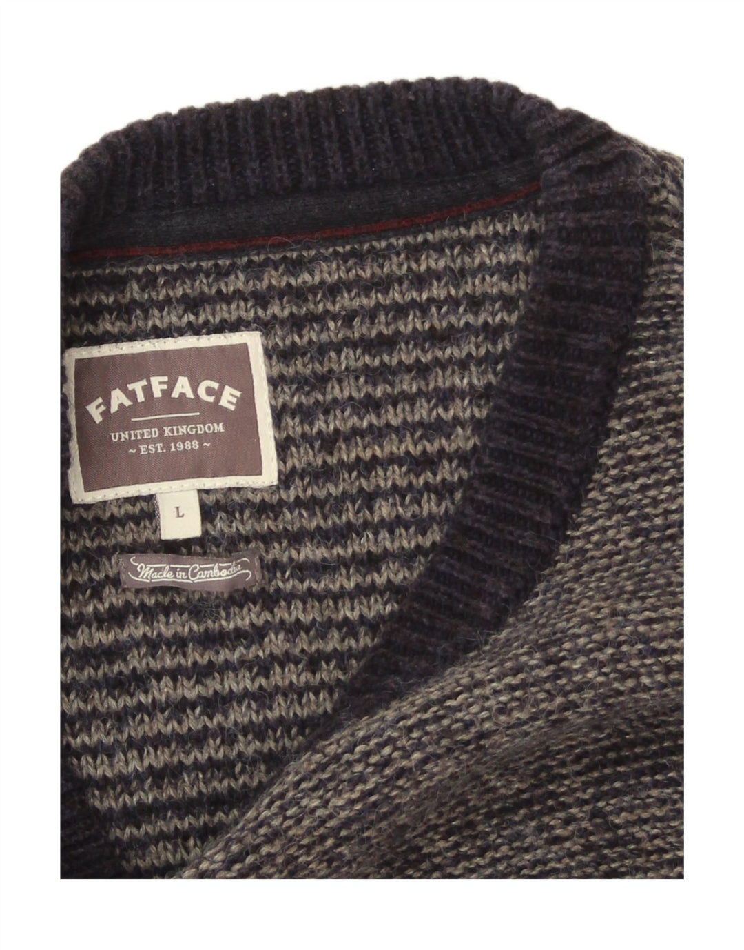 Maglione da uomo con scollo a barca Fat Face, grande cotone grigio