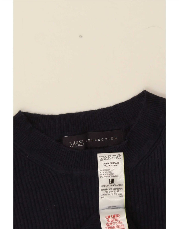 Maglione maglione girocollo da donna Marks & Spencer UK 8 piccolo blu navy