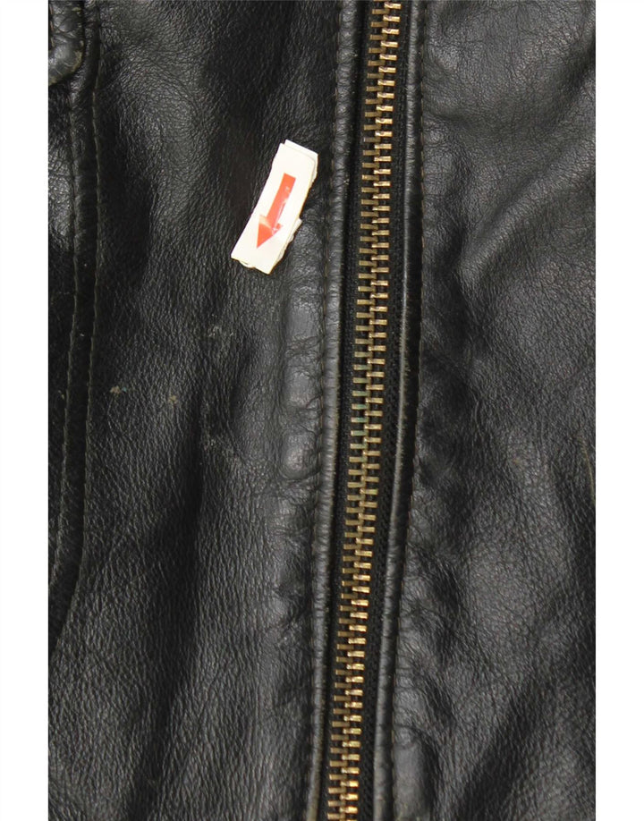 Giacca in pelle vintage da uomo UK 42 XL nera