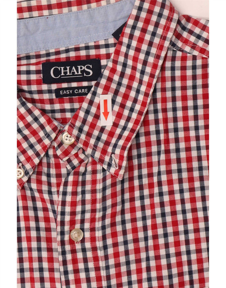 Camicia a maniche corte alta da uomo Chaps 2XL in cotone a quadretti rosso