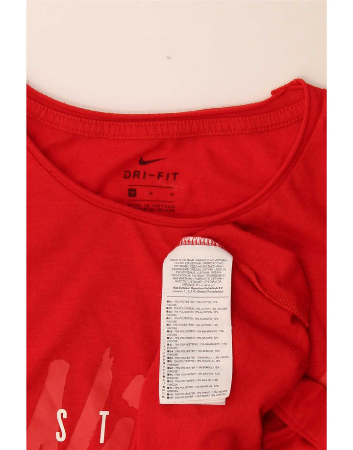 T-shirt grafica oversize corta Nike Dri Fit da donna, taglia UK 14, rossa media