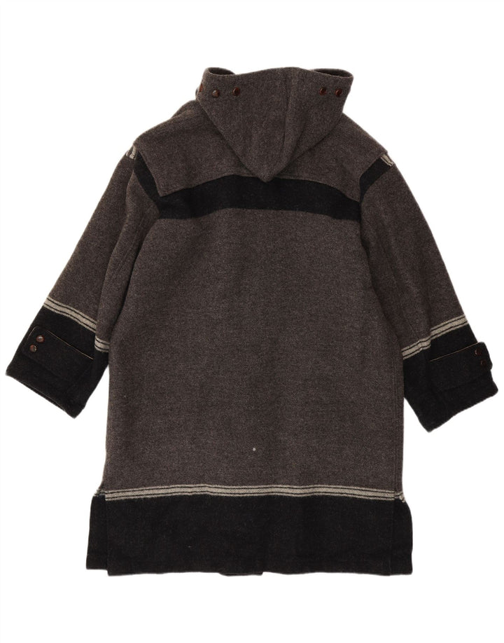 Montgomery vintage da uomo con cappuccio IT 42 XL Lana vergine color block grigio