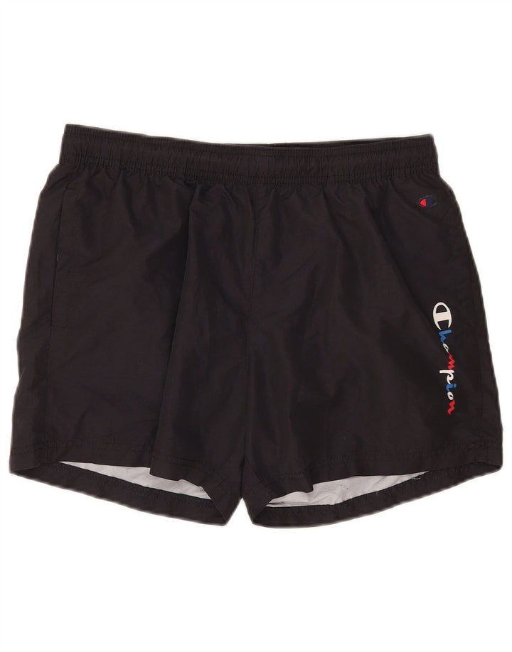 Pantaloncini da bagno grafici da uomo Champion piccoli neri