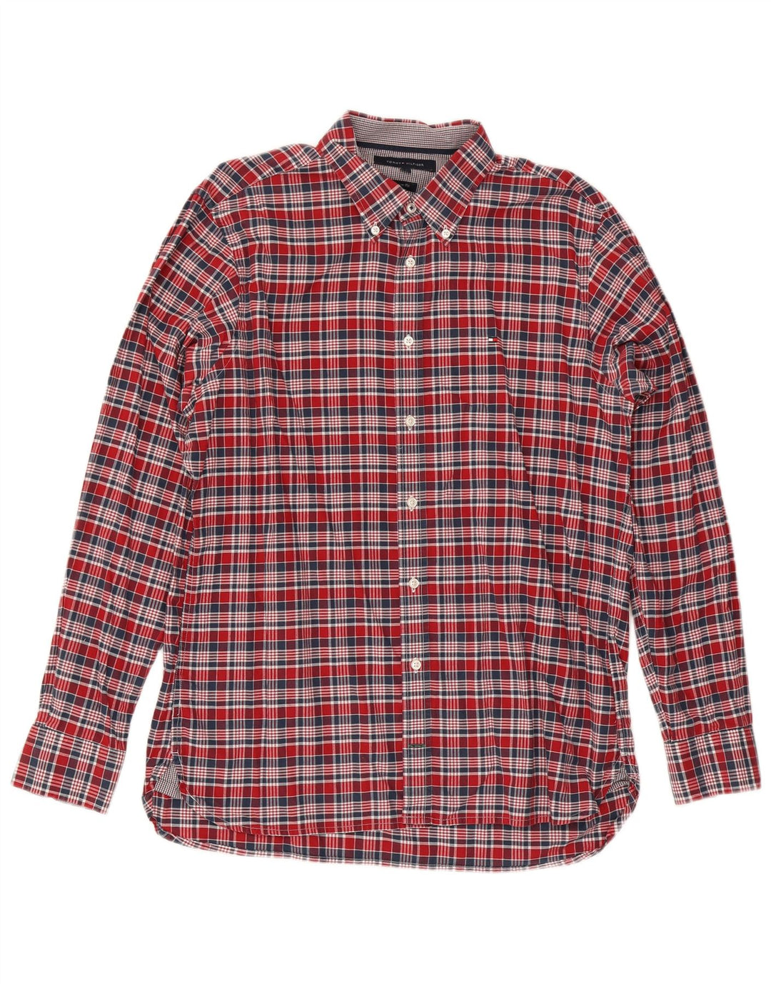 Camicia da uomo su misura Tommy Hilfiger, cotone a quadri rossi grandi