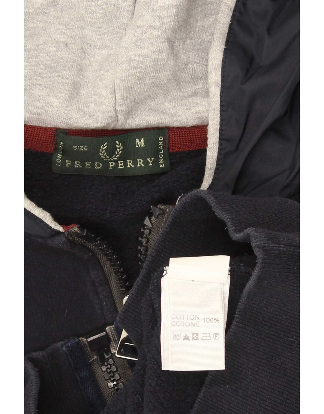 Maglione con cappuccio e zip da uomo Fred Perry in cotone blu navy medio