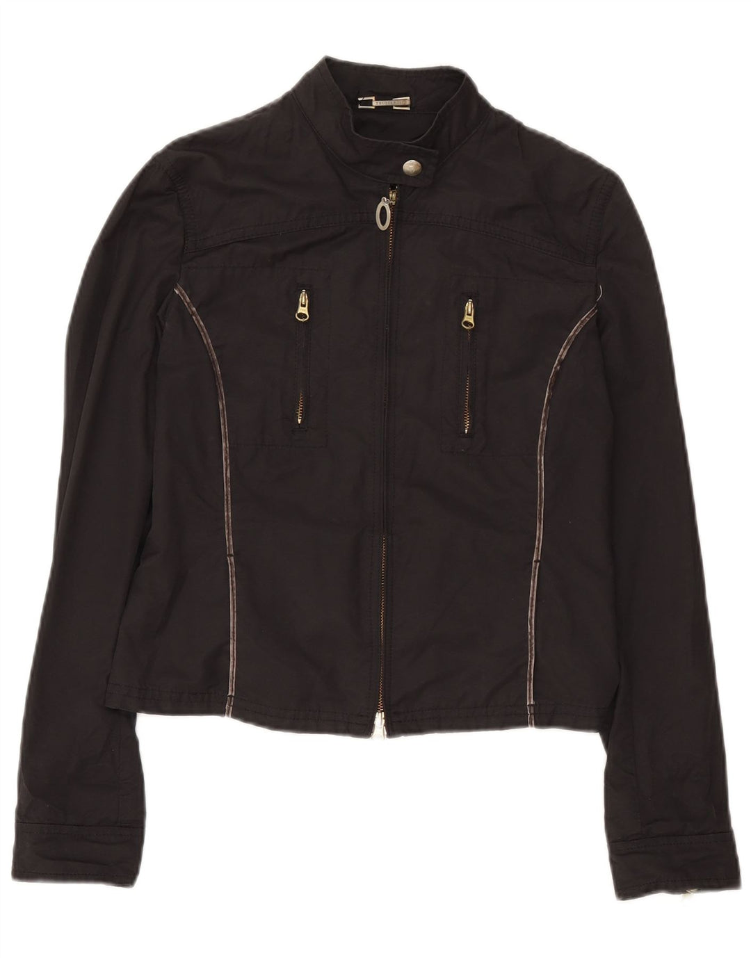 Giubbotto Bomber Corto Donna Trussardi Jeans IT 46 Large Nero Cotone