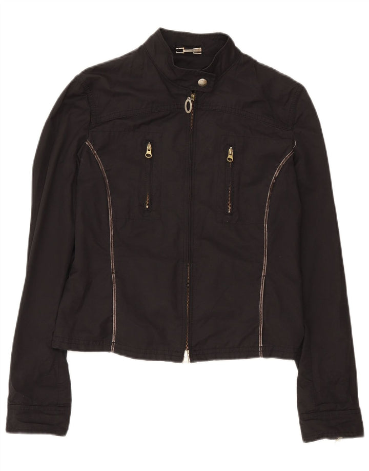 Giubbotto Bomber Corto Donna Trussardi Jeans IT 46 Large Nero Cotone