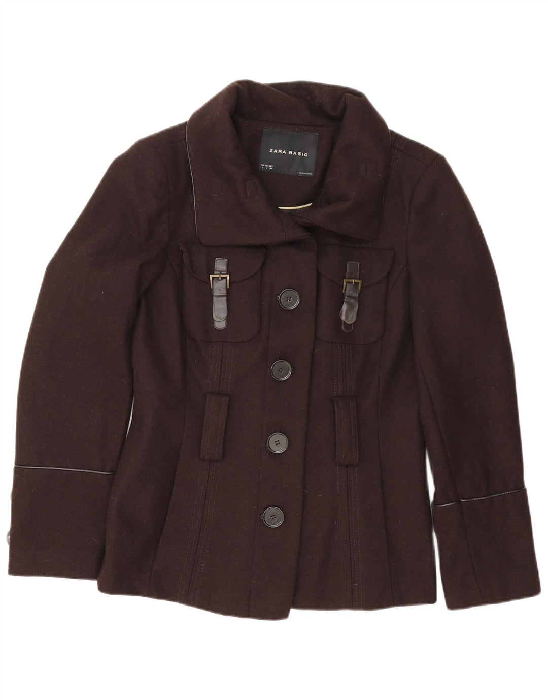 Giacca militare da donna Zara UK 16 grande in lana marrone