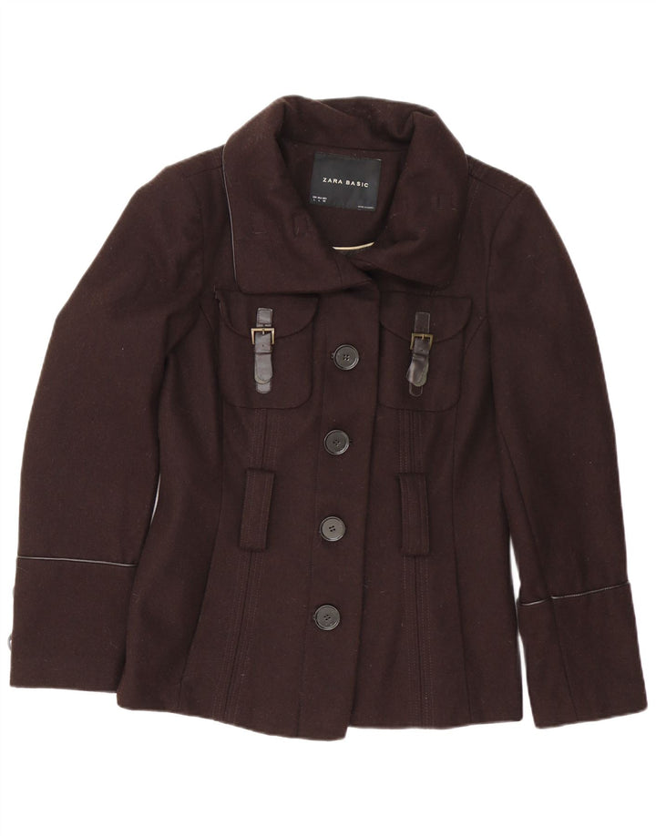 Giacca militare da donna Zara UK 16 grande in lana marrone