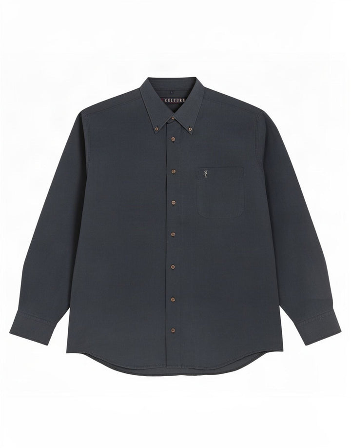 Camicia vintage da uomo grande in viscosa blu navy