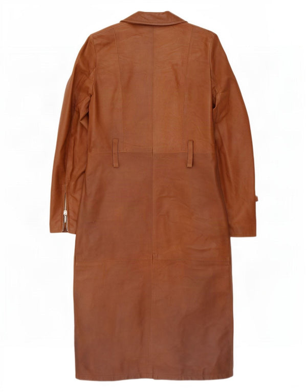 Cappotto in pelle vintage da donna IT 44 Marrone medio