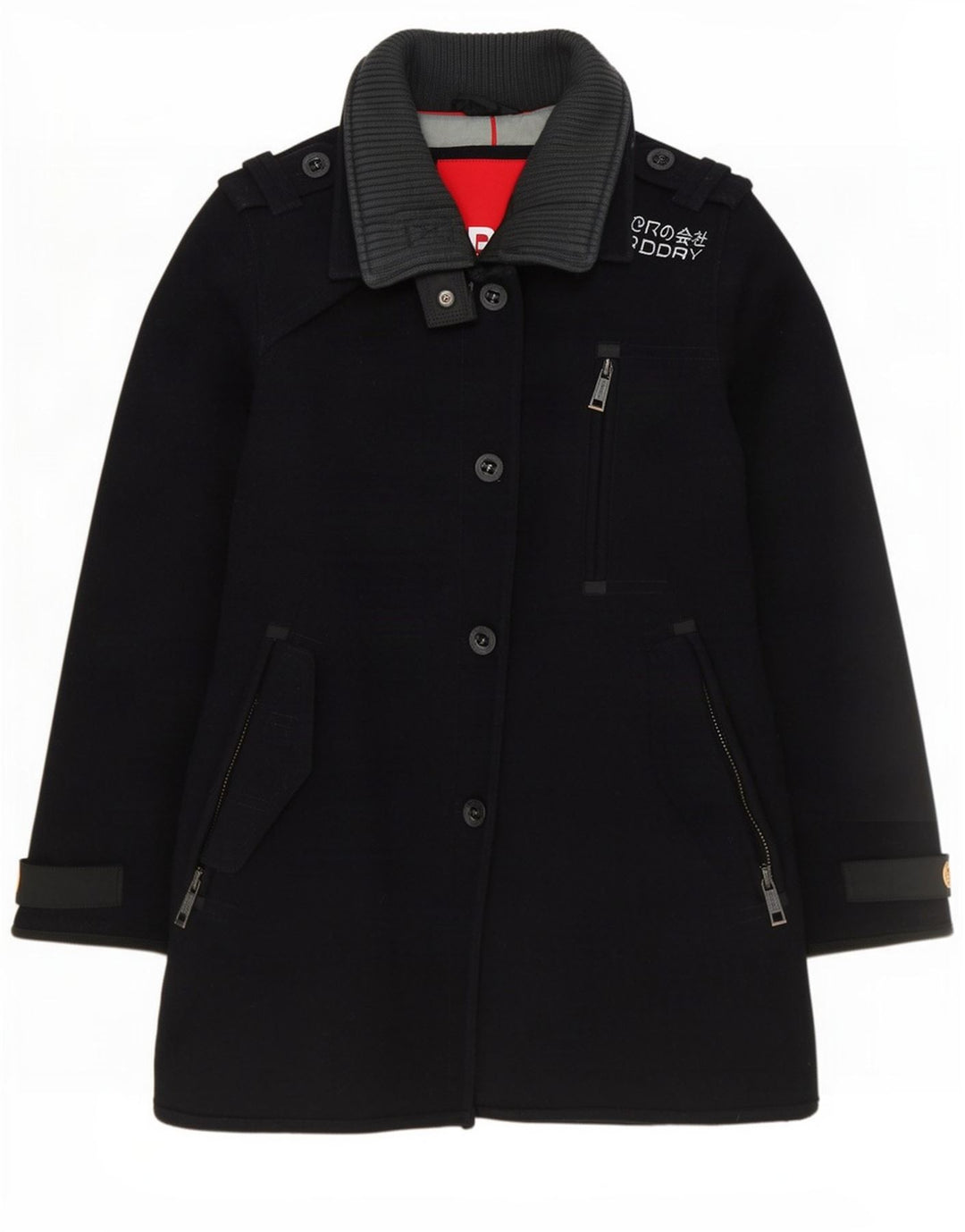 Soprabito militare da donna Superdry UK 12 medio in lana blu navy