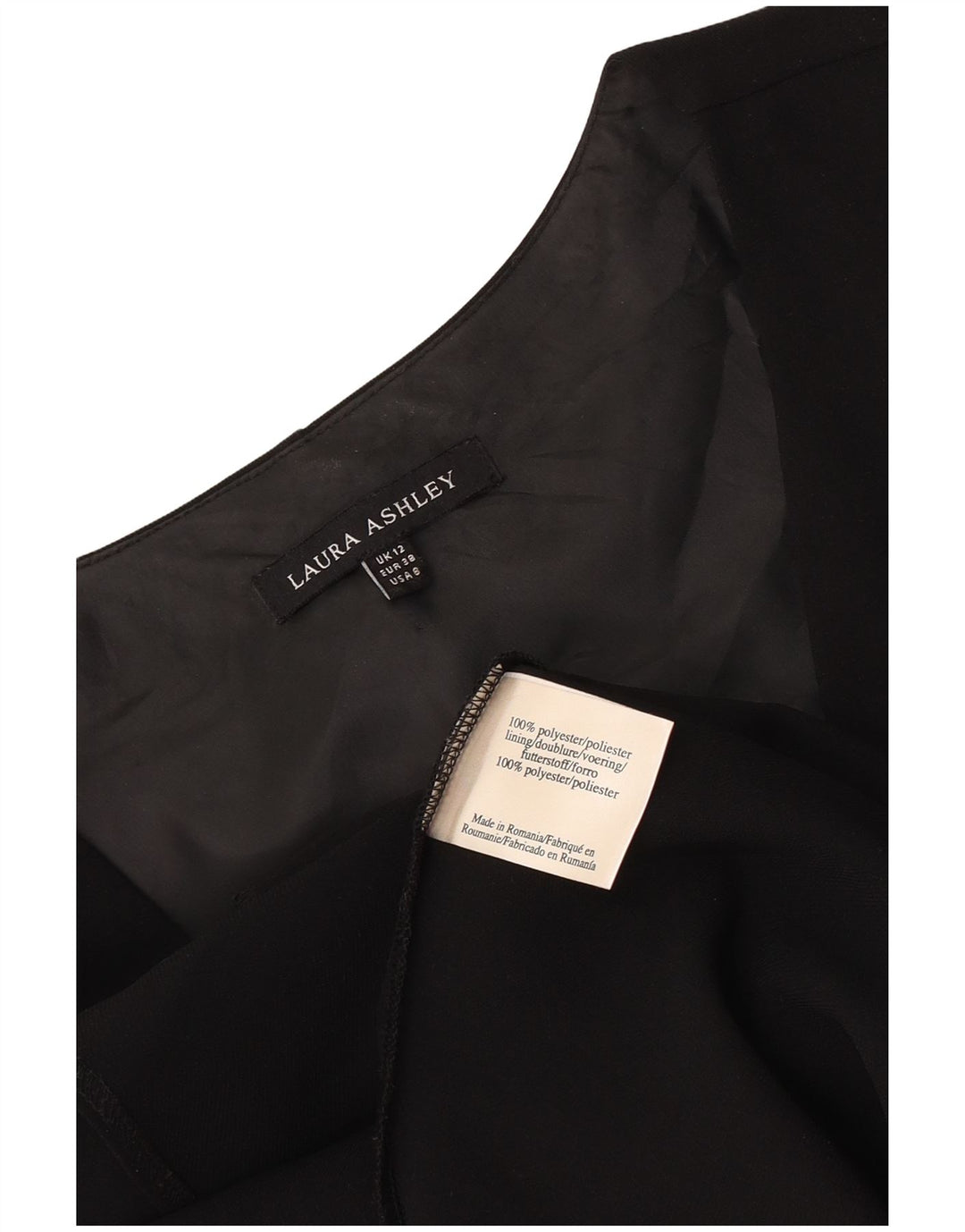Abito a trapezio senza maniche da donna Laura Ashley UK 12 Poliestere nero medio