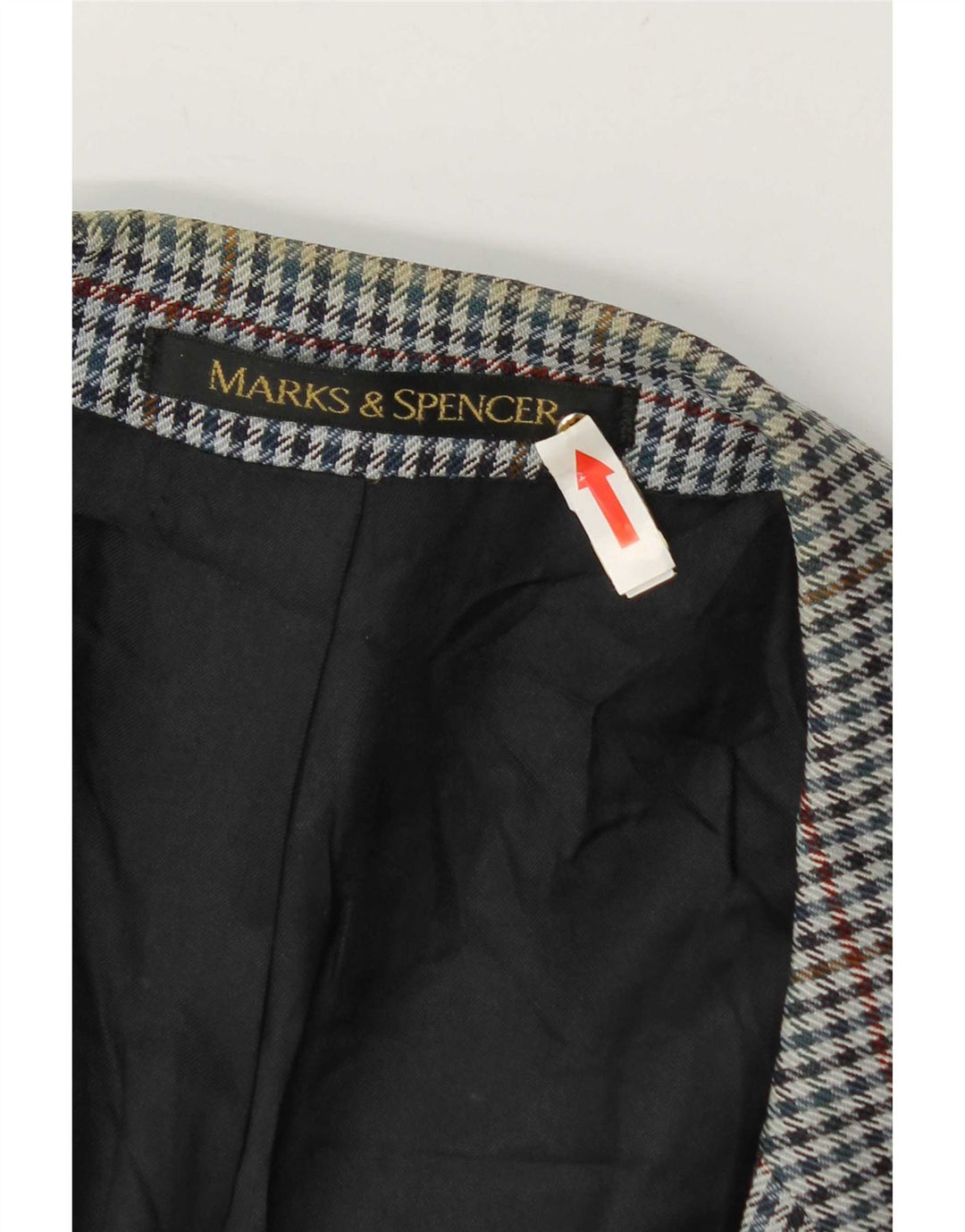 Giacca blazer a 2 bottoni da uomo Marks & Spencer UK 46 XL lana a quadri blu