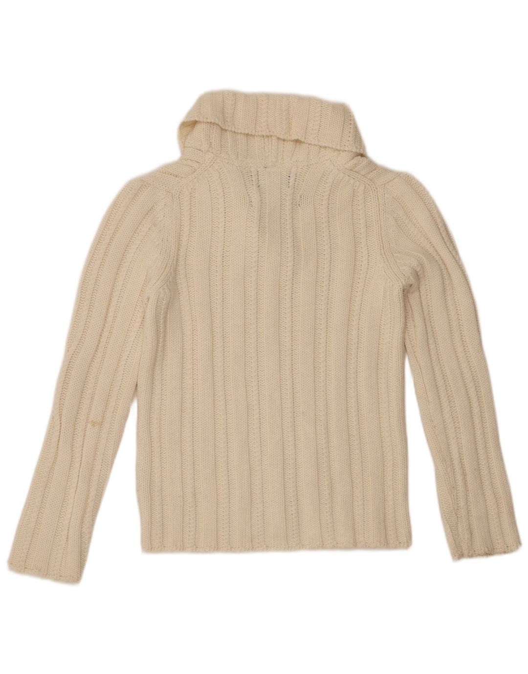 WOOLRICH Maglione da donna con collo a scialle UK 12 Medio Bianco