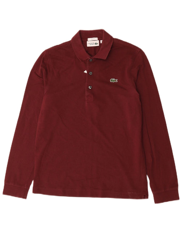 Polo da uomo slim fit a maniche lunghe Lacoste taglia 3 piccola in cotone bordeaux