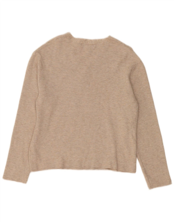 Maglione con scollo a V da donna Marks & Spencer UK 14 Viscosa beige medio