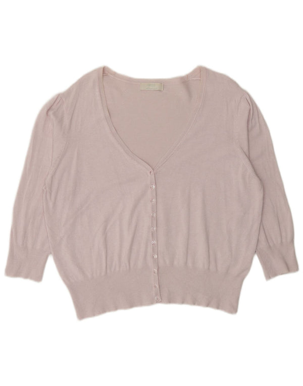 Maglione cardigan con maniche a 3/4 da donna Marks & Spencer UK 20 2XL Viscosa rosa