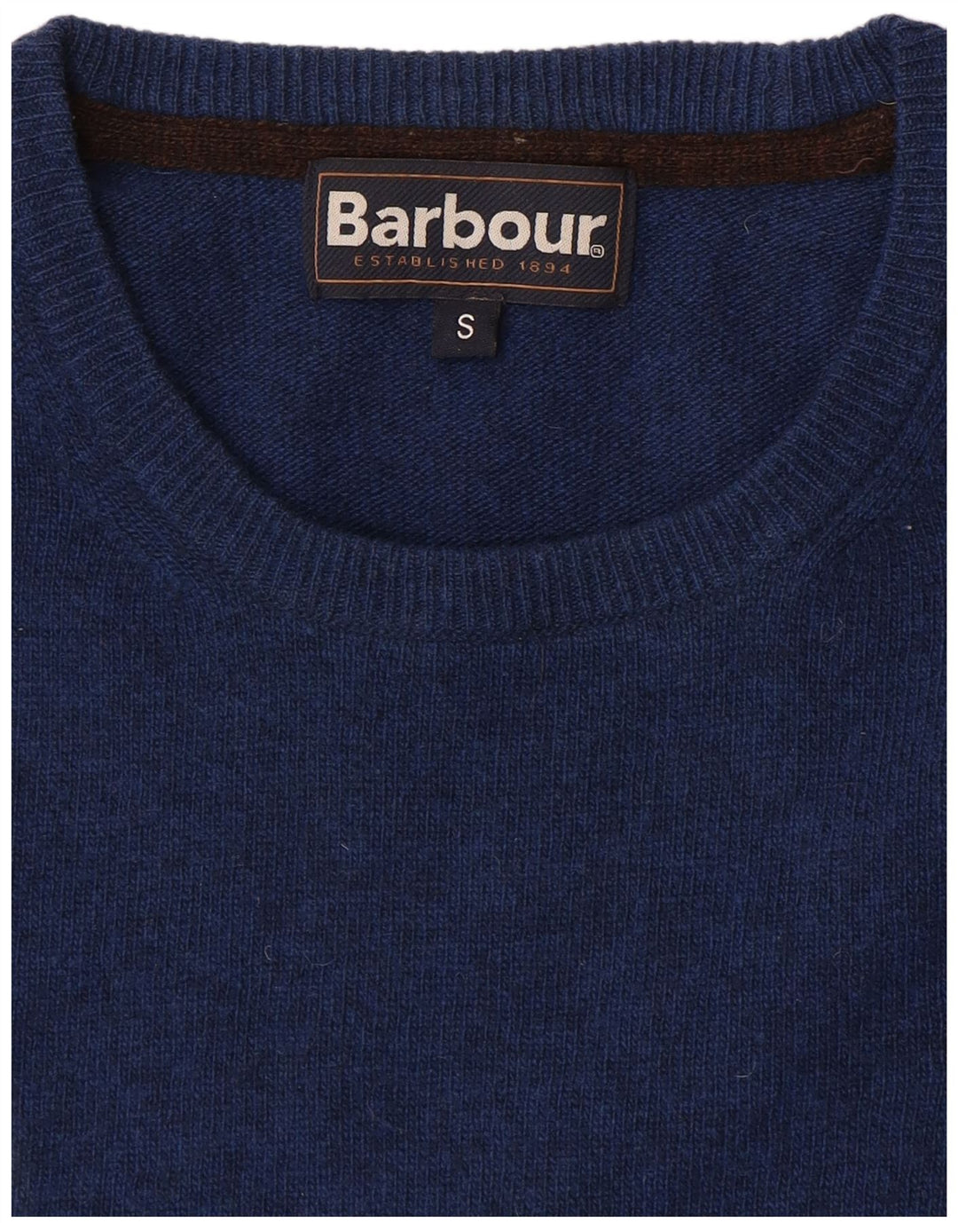 Barbour Uomo Girocollo Maglione Maglione Piccolo Blu Navy Lana d'agnello