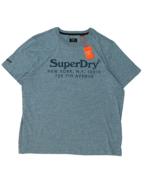 T-shirt grafica da uomo Superdry Top 3XL cotone chiazzato blu